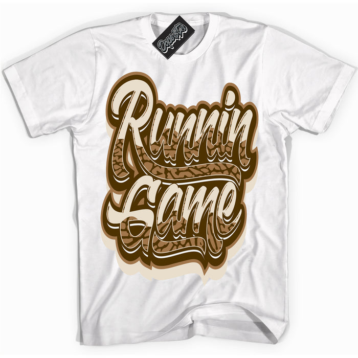 Cool White graphic tee with “ Running Game ” design, that perfectly matches Palomino 3s sneakers 