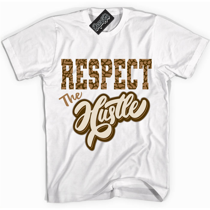 Cool White graphic tee with “ Respect The Hustle ” design, that perfectly matches Palomino 3s sneakers 