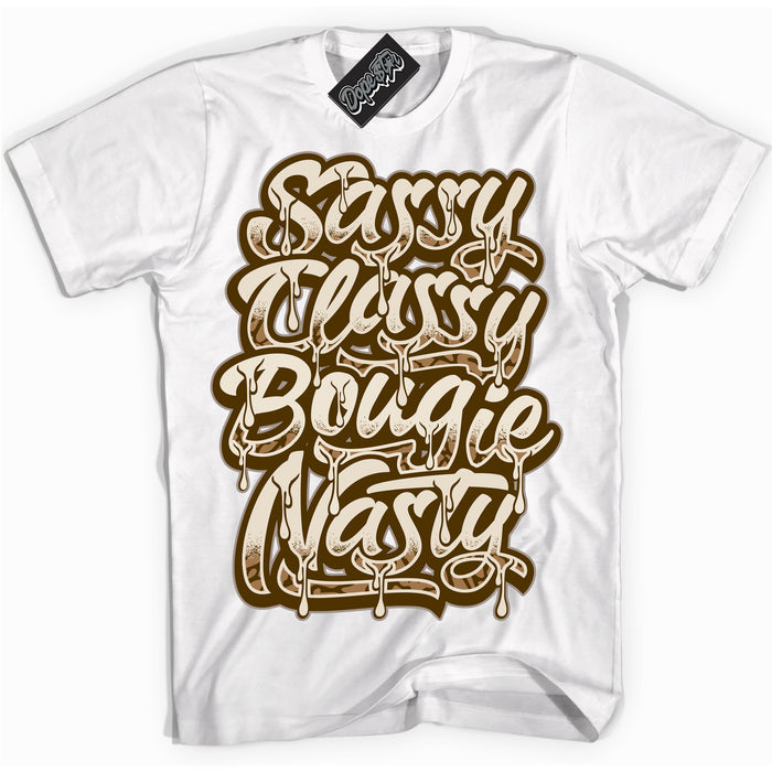 Cool White graphic tee with “ Sassy Classy ” design, that perfectly matches Palomino 3s sneakers 