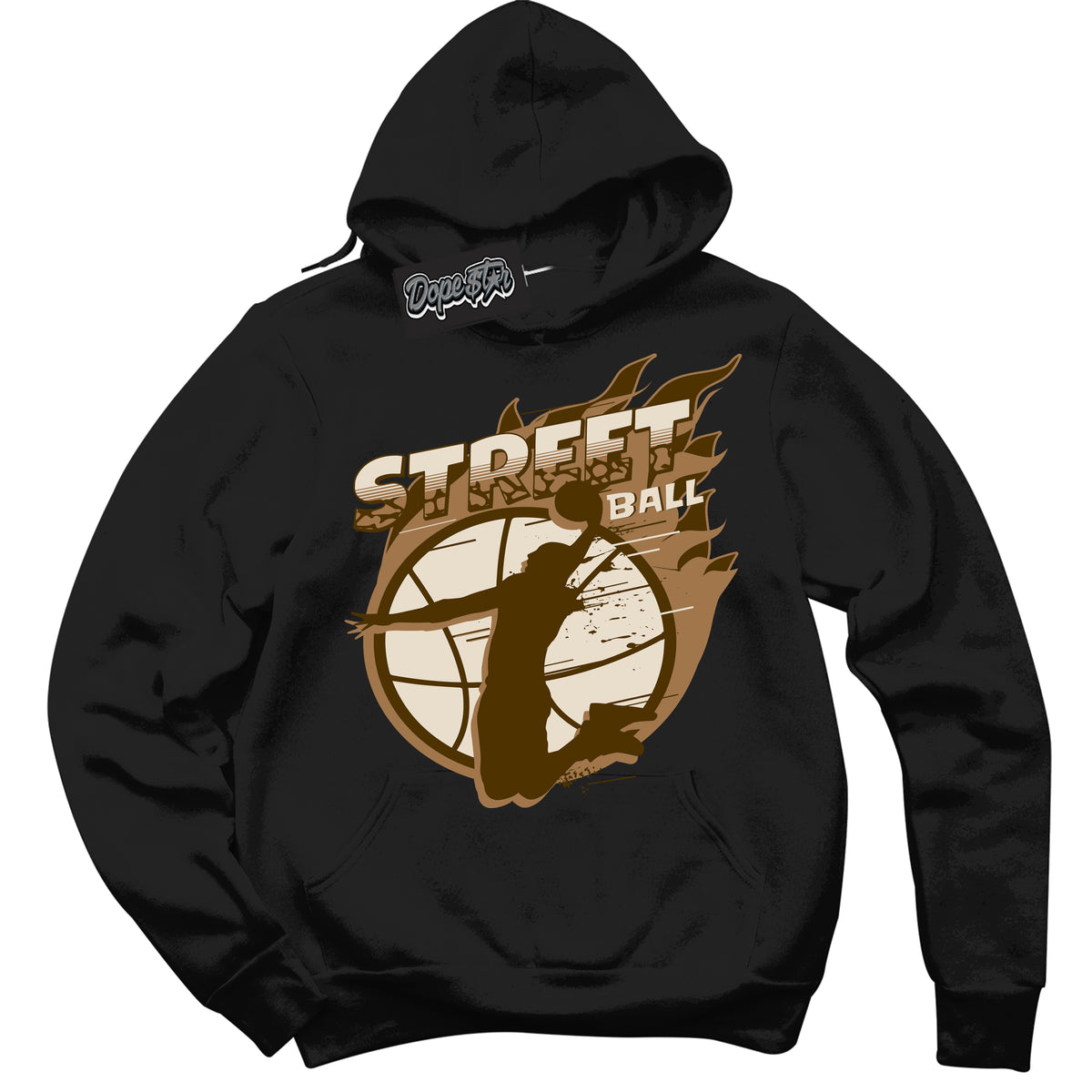 Cool Black Graphic DopeStar Hoodie with “ Street Ball “ print, that perfectly matches Palomino 3s sneakers