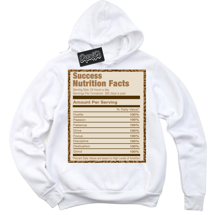 Cool White Graphic DopeStar Hoodie with “ Success Nutrition “ print, that perfectly matches Palomino 3s sneakers