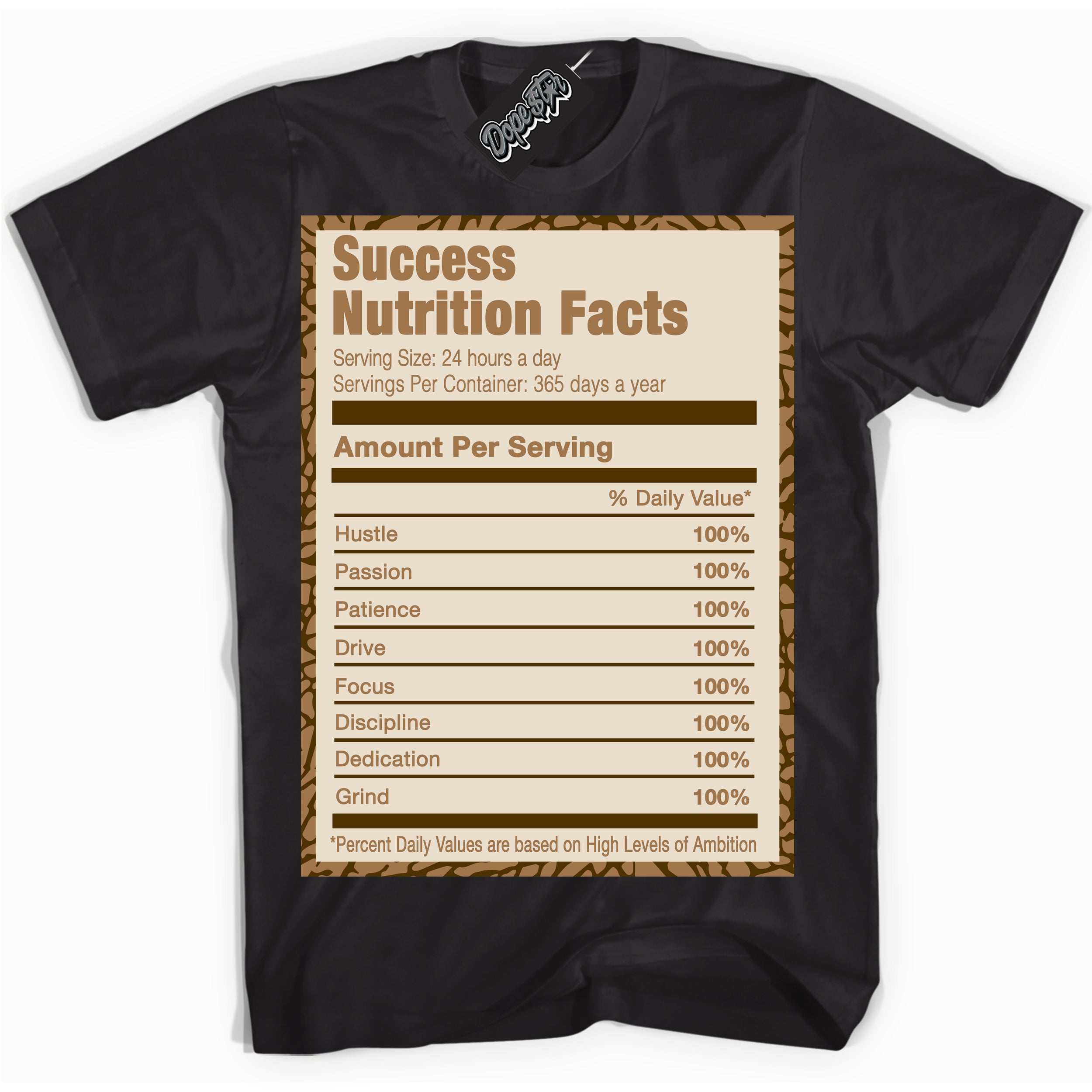 Cool Black graphic tee with “ Success Nutrition ” design, that perfectly matches Palomino 3s sneakers 