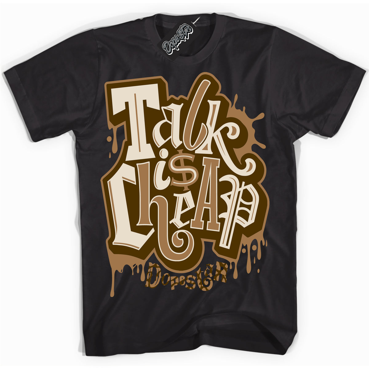 Cool Black graphic tee with “ Talk Is Cheap ” design, that perfectly matches Palomino 3s sneakers 