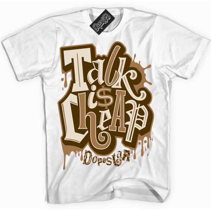 Cool White graphic tee with “ Talk Is Cheap ” design, that perfectly matches Palomino 3s sneakers 