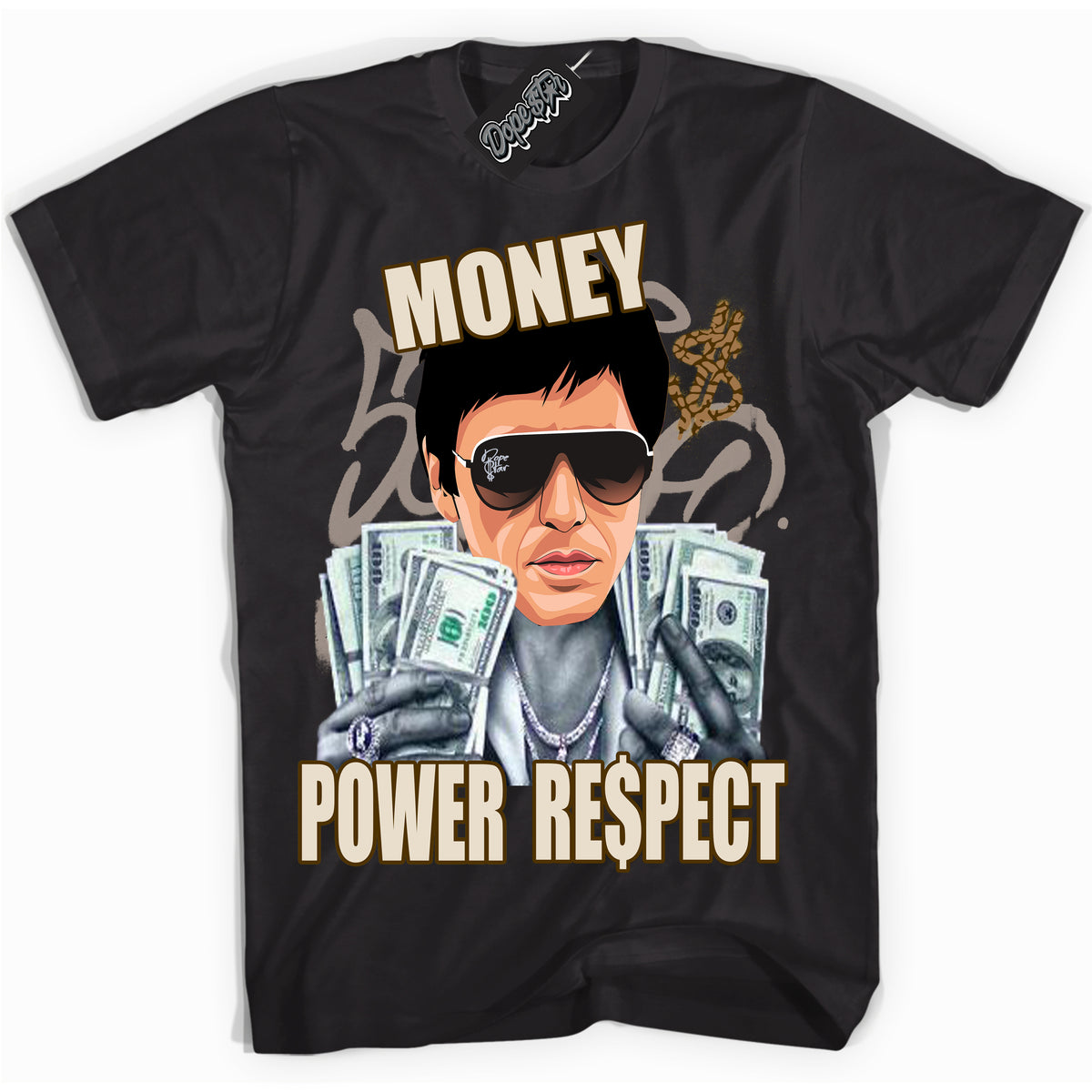 Cool Black graphic tee with “ Tony Montana ” design, that perfectly matches Palomino 3s sneakers 