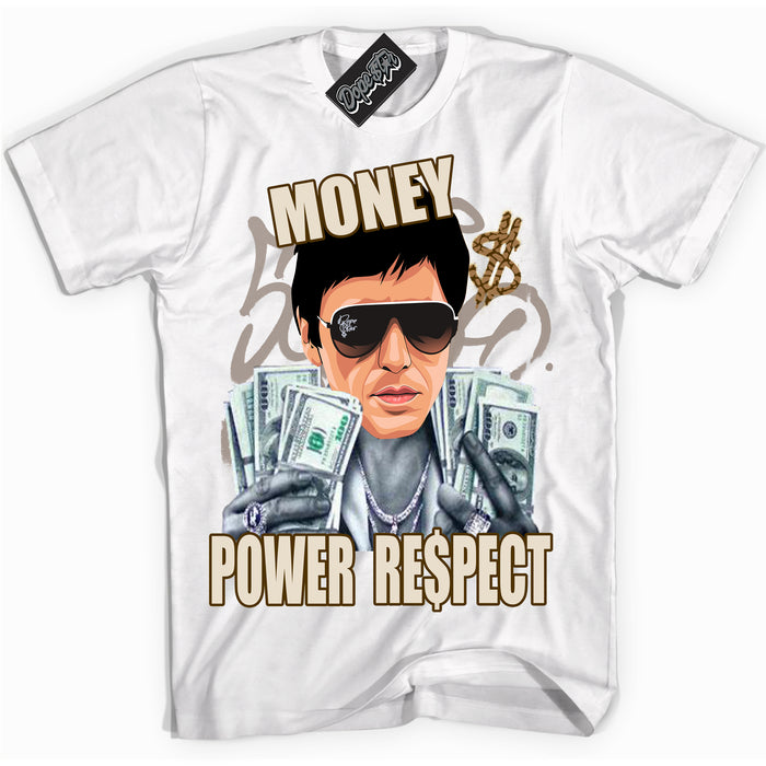 Cool White graphic tee with “ Tony Montana ” design, that perfectly matches Palomino 3s sneakers 
