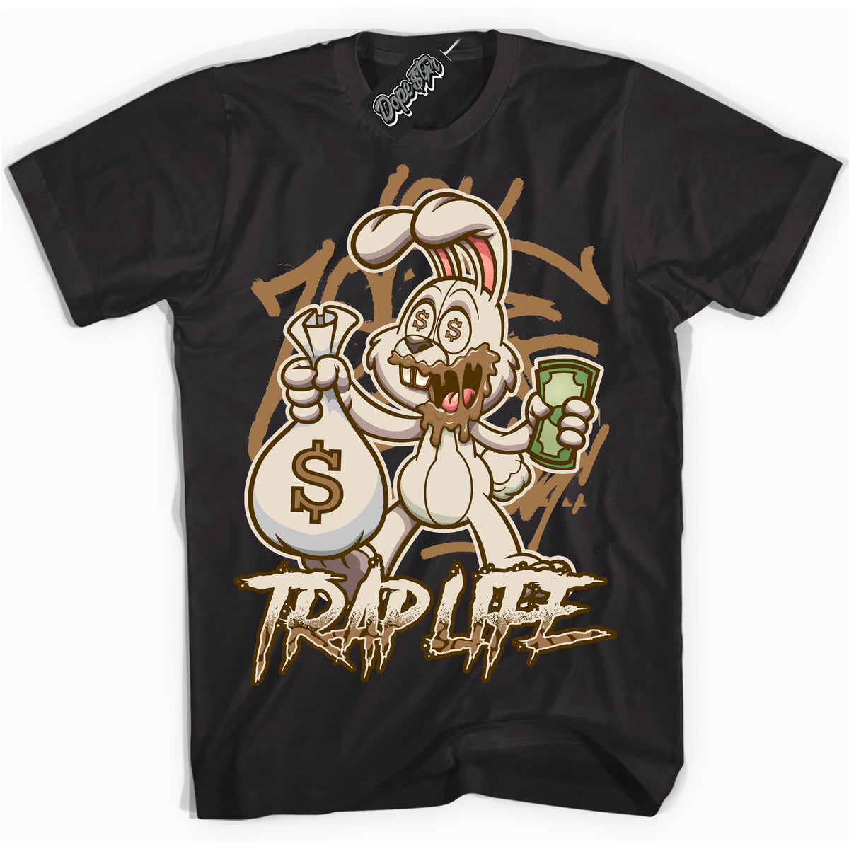 Cool Black graphic tee with “ Trap Rabbit ” design, that perfectly matches Palomino 3s sneakers 