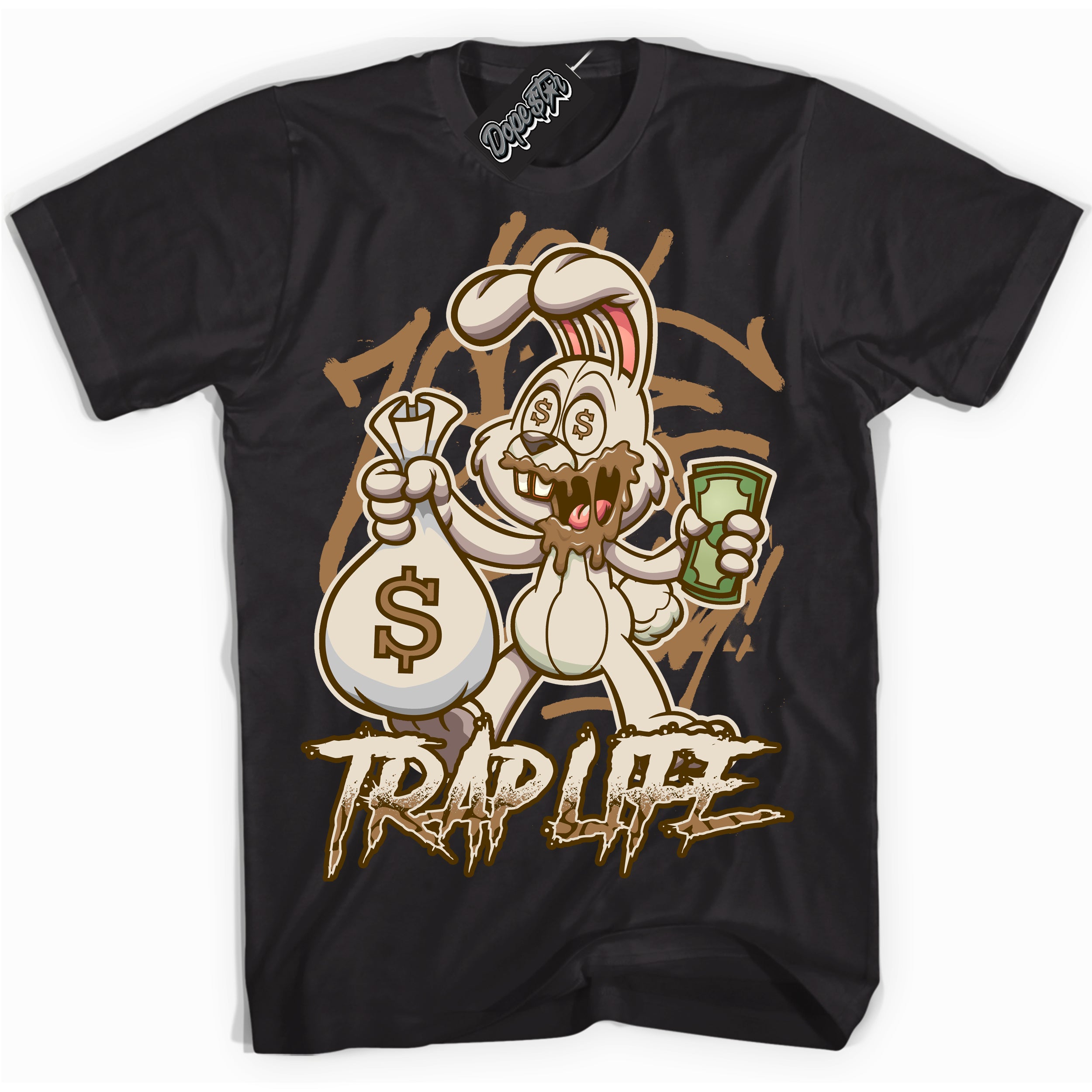 Cool Black graphic tee with “ Trap Rabbit ” design, that perfectly matches Palomino 3s sneakers 