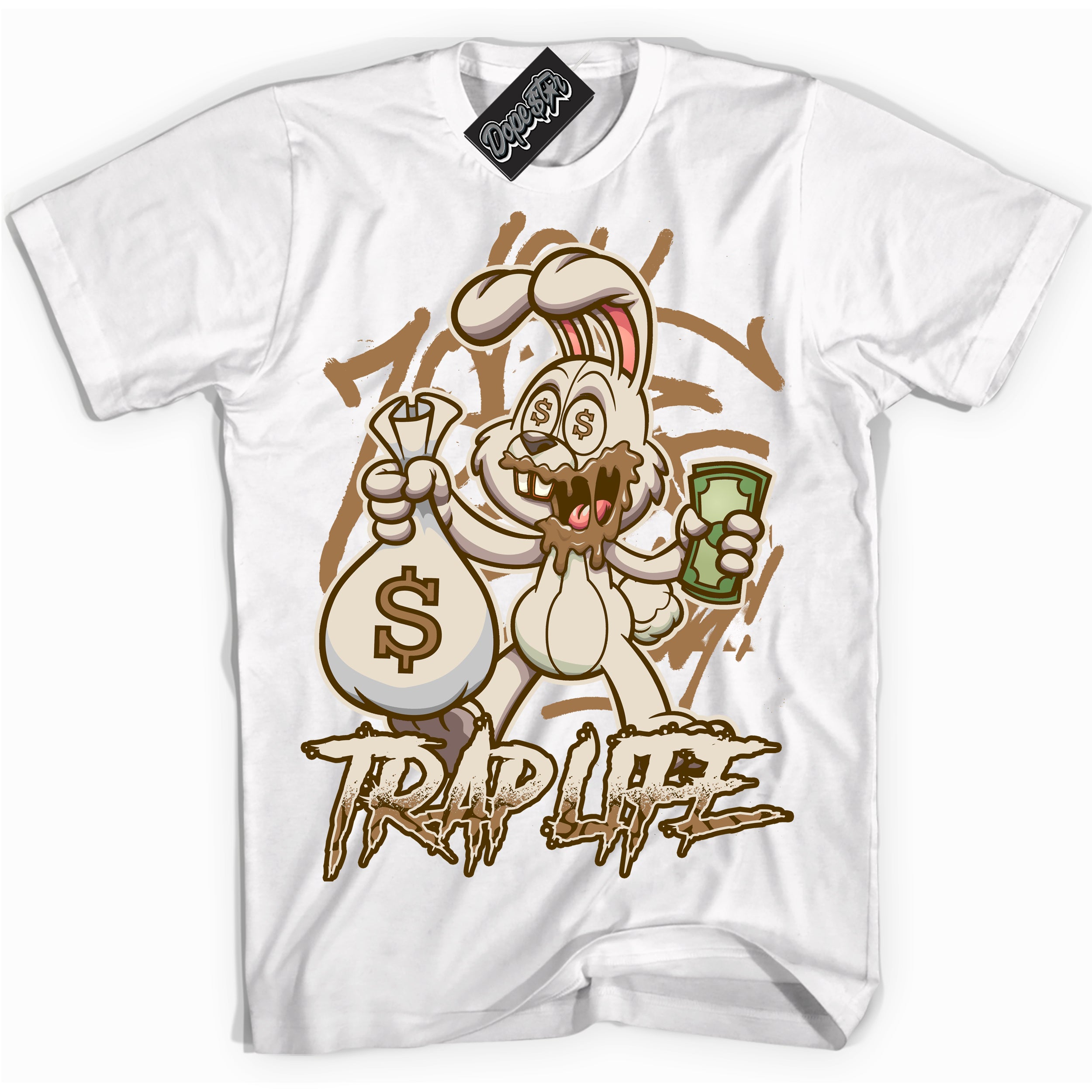 Cool White graphic tee with “ Trap Rabbit ” design, that perfectly matches Palomino 3s sneakers 
