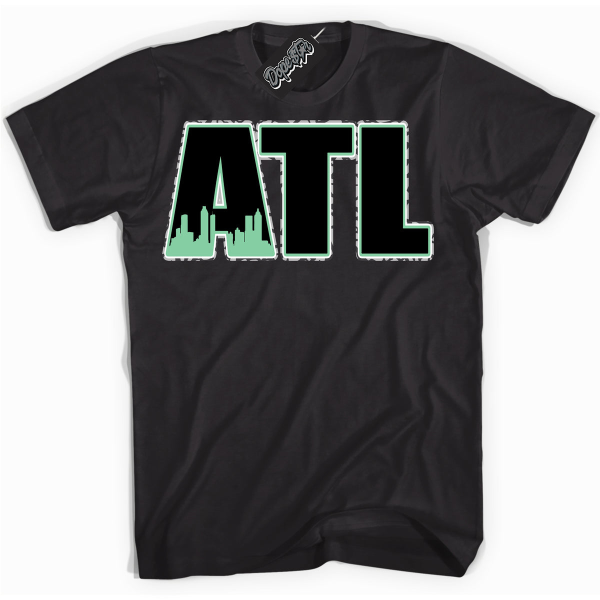 Cool Black graphic tee with “ Atlanta ” design, that perfectly matches Green Glow 3s sneakers 