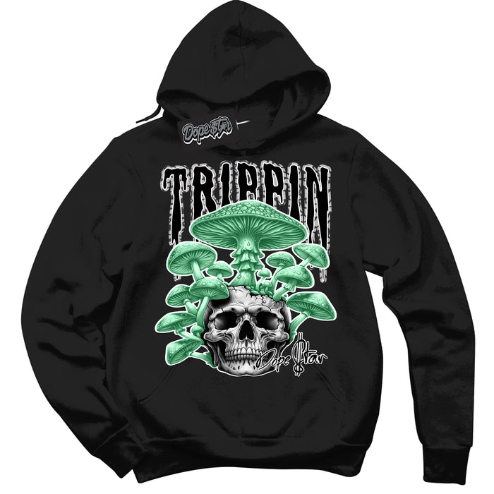 Cool Black Hoodie with “ Trippin”  design that Perfectly Matches Green Glow 3s Sneakers.