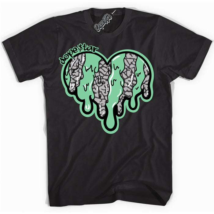 Cool Black graphic tee with “ Melting Heart ” design, that perfectly matches Green Glow 3s sneakers 