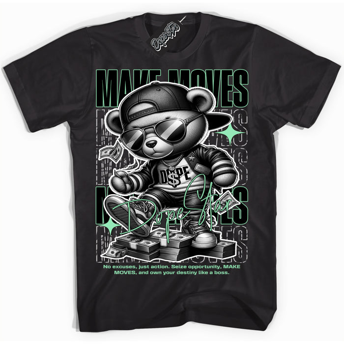 Cool Black Shirt with “ Makin Moves” design that perfectly matches Green Glow 3s Sneakers.