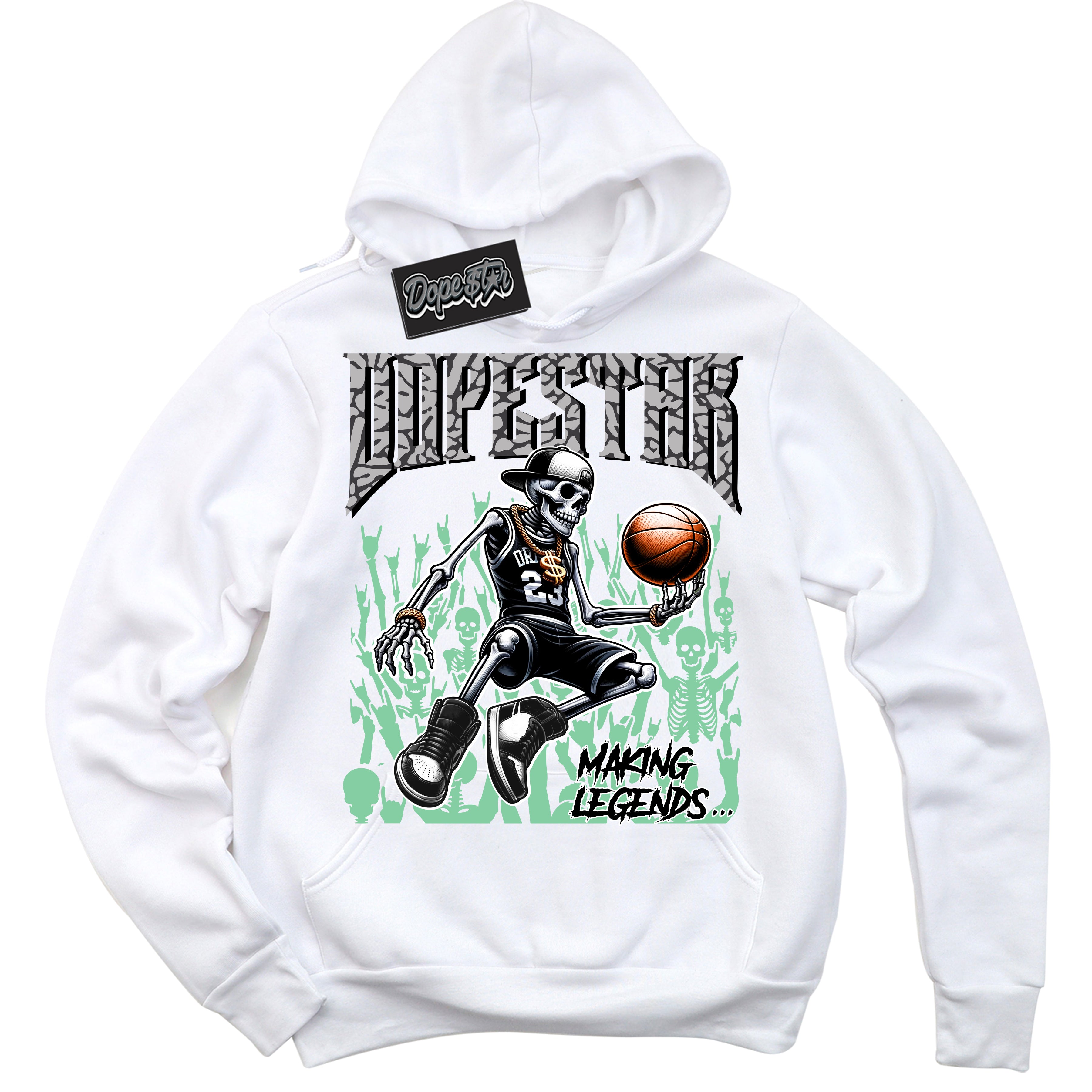 Cool White Hoodie with “ Making Legends ”  design that Perfectly Matches Green Glow 1s Sneakers.