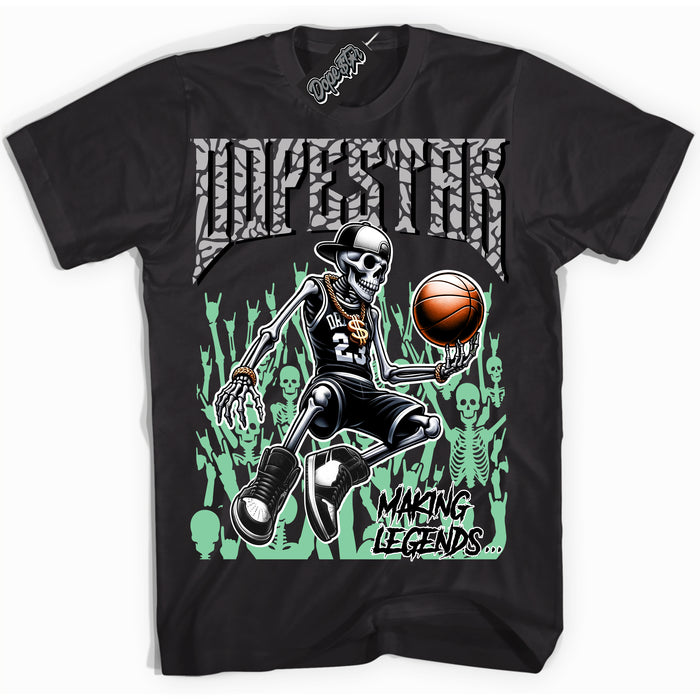 Cool Black Shirt with “ Making Legends ” design that perfectly matches Green Glow 3s Sneakers.