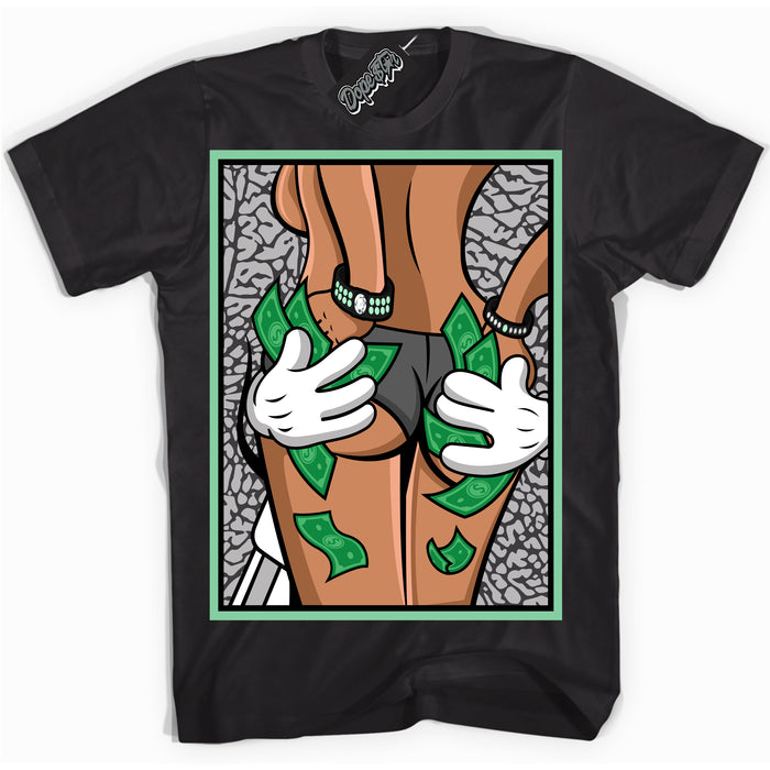 Cool Black graphic tee with “ Money Hands ” design, that perfectly matches Green Glow 3s sneakers 