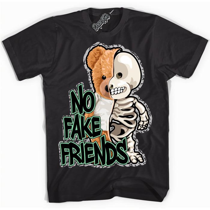 Cool Black graphic tee with “ No Fake Friends ” design, that perfectly matches Green Glow 3s sneakers 