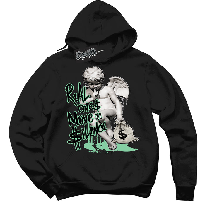 Cool Black Graphic DopeStar Hoodie with “ Real Ones Cherub “ print, that perfectly matches Green Glow 3S sneakers