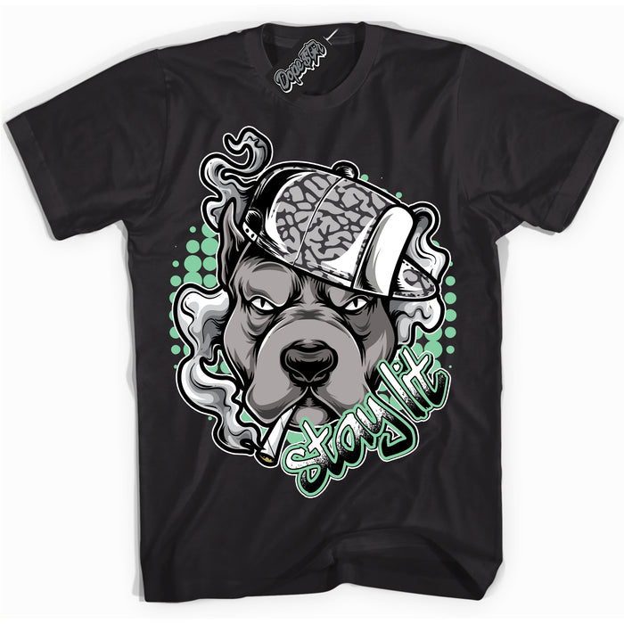 Cool Black graphic tee with “ Stay Lit ” design, that perfectly matches Green Glow 3s sneakers 