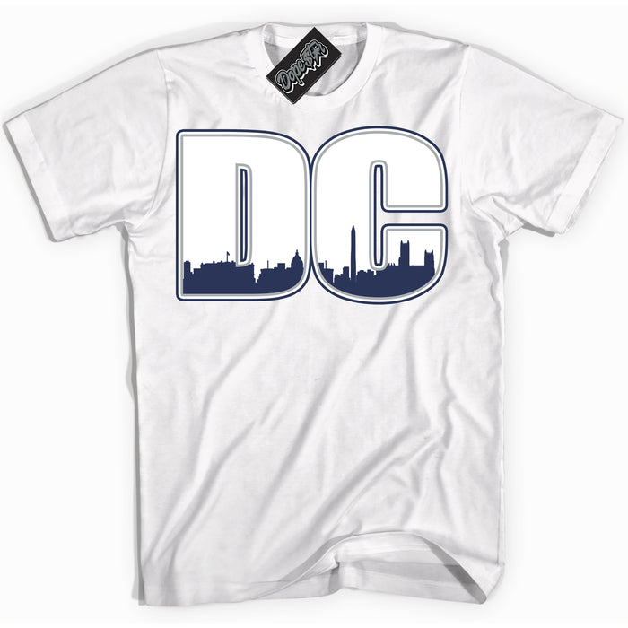 AJ3 Retro Midnight Navy 'DC' Shirt - White Streetwear Mockup | Sneakerhead T-shirt Matching Midnight Navy AJ3 Retro | Jordan 3 Retro Midnight Navy Shirt for Men & Women | Matching outfits with your Midnight Navy 3s Kicks | Sneakerhead Fashion Must-Have.