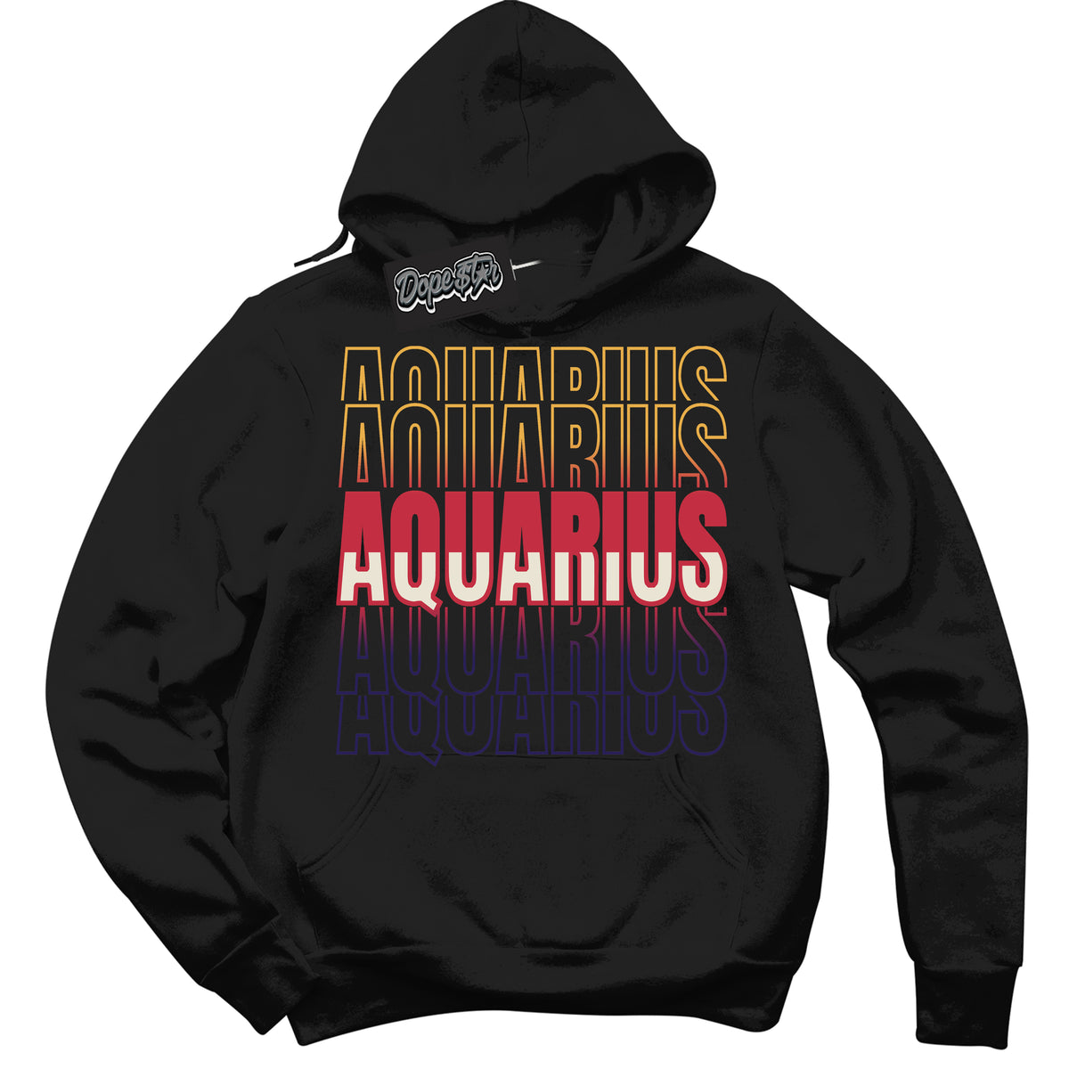 Cool Black Hoodie with “ Aquarius ”  design that Perfectly Matches J Balvin Sunset 3s Jordans.