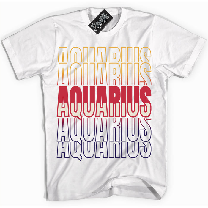 Cool White Shirt with “ Aquarius” design that perfectly matches J Balvin Sunset 3s Jordans.
