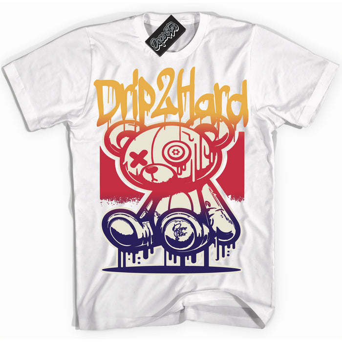 Cool White Shirt with “ Drip 2 Hard” design that perfectly matches J Balvin Sunset 3s Jordans.