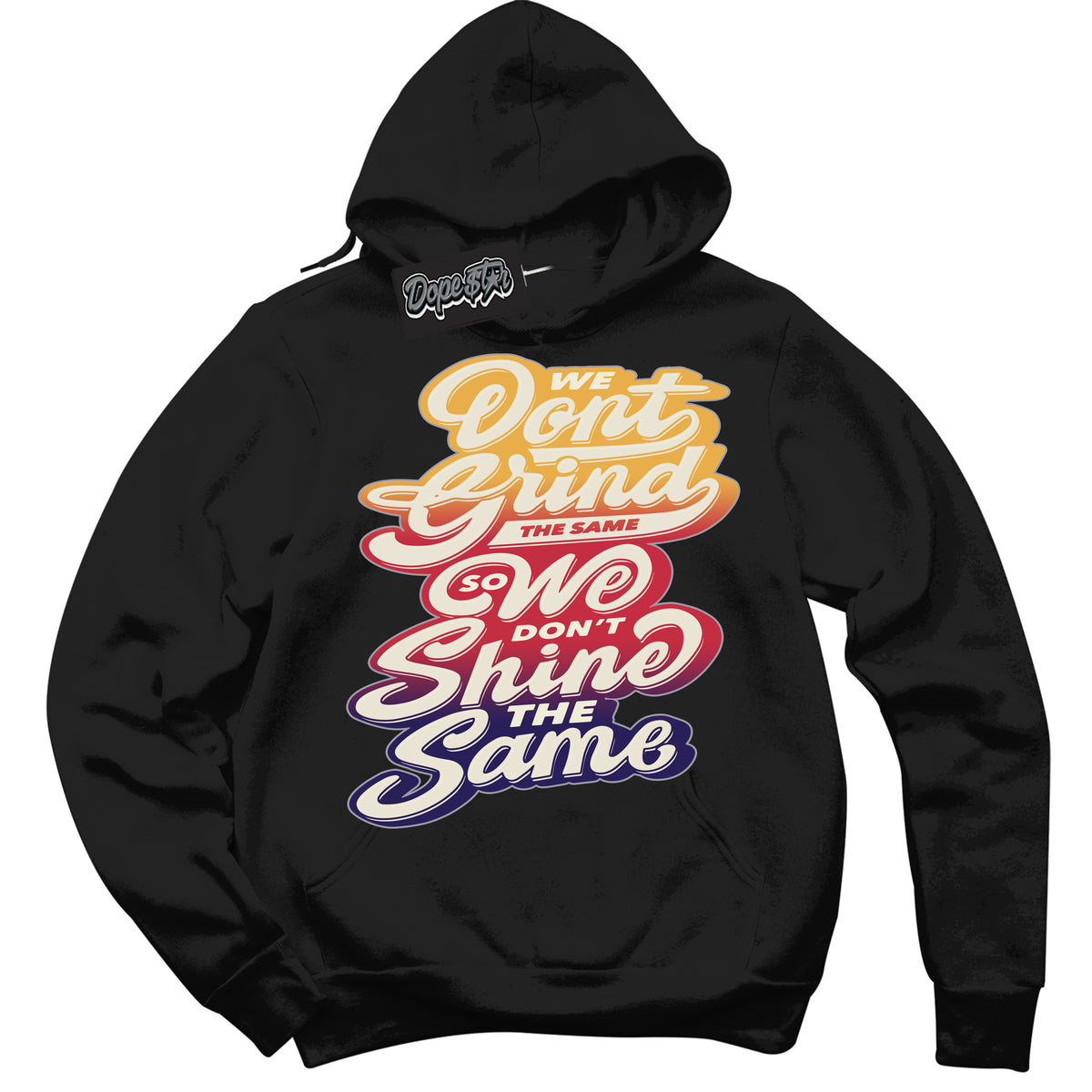 Cool Black Hoodie with “ Grind Shine ”  design that Perfectly Matches J Balvin Sunset 3s Jordans.