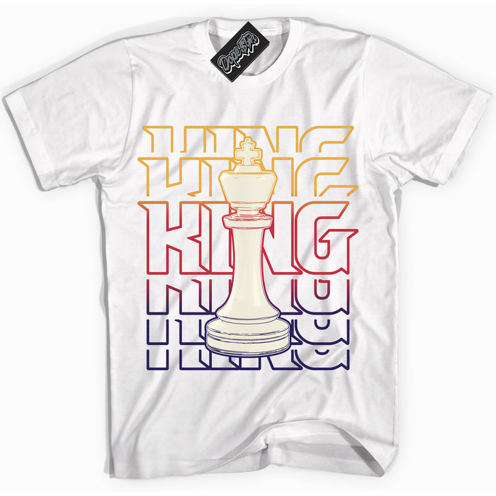 Cool White Shirt with “ King Chess” design that perfectly matches J Balvin Sunset 3s Jordans.