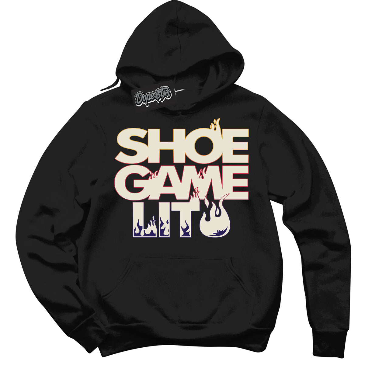 Cool Black Hoodie with “ Shoe Game Lit ”  design that Perfectly Matches J Balvin Sunset 3s Jordans.