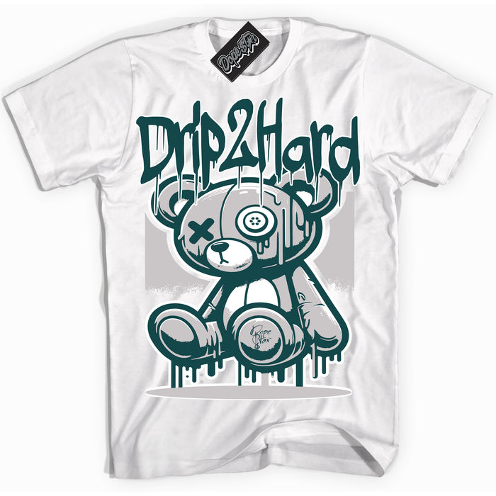 Cool White Shirt with “ Drip 2 Hard ” design that perfectly matches Oxidized Green 4s Jordans.
