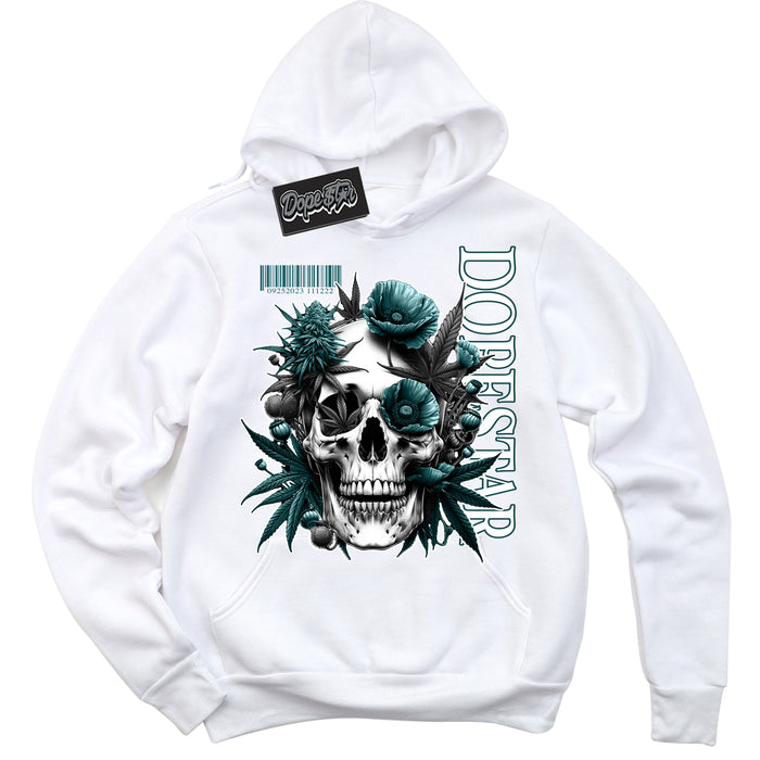 Cool White Hoodie with “ Skull Poppies ”  design that Perfectly Matches Oxidized Green 4s Jordans.