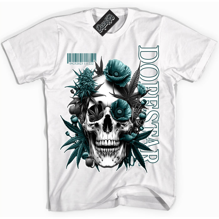Cool White Shirt with “ Skull Poppies ” design that perfectly matches Oxidized Green 4s Jordans.