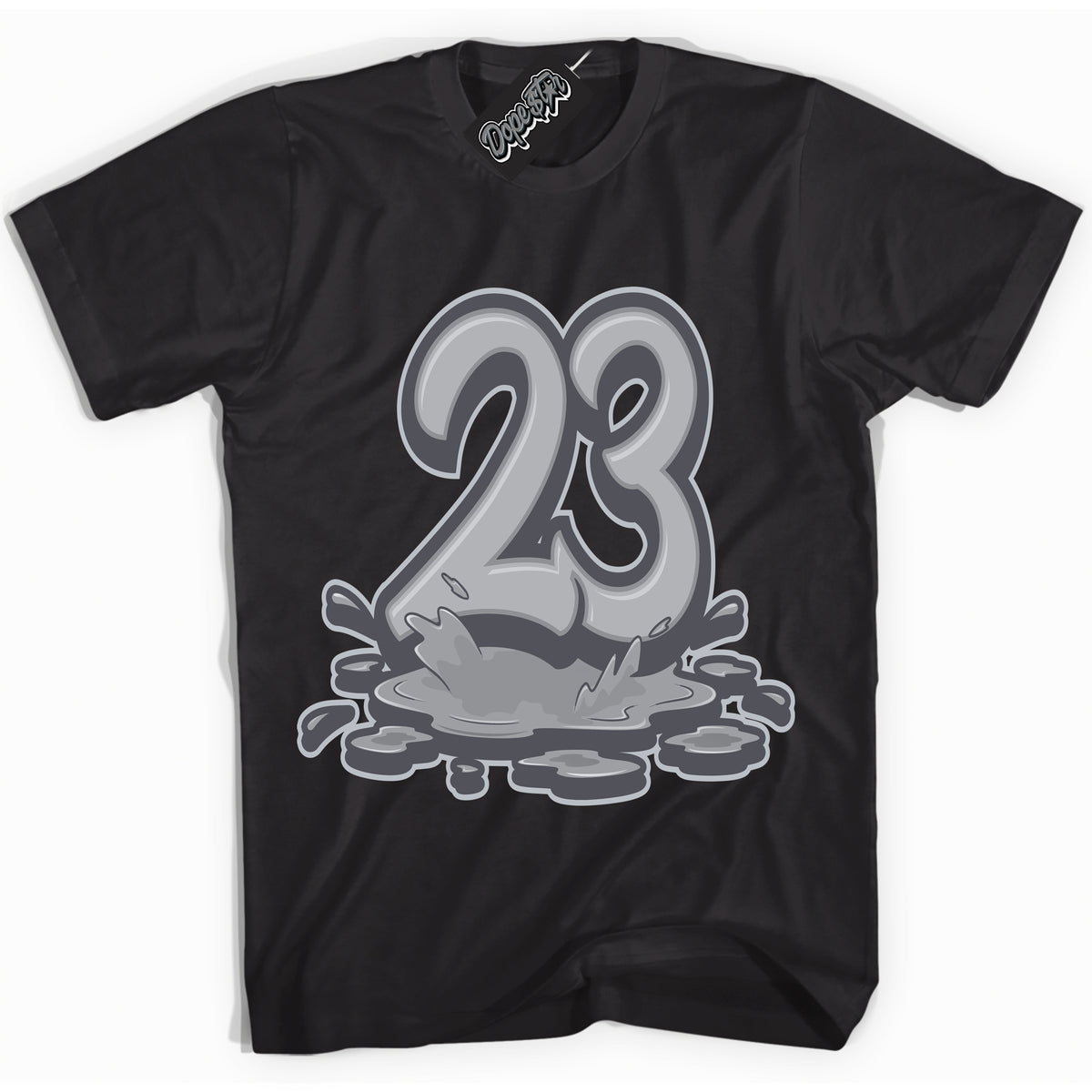 Cool Black Shirt with “ 23 Melting ” design that perfectly matches Paris Olympics Wet Cement 4s Jordans.
