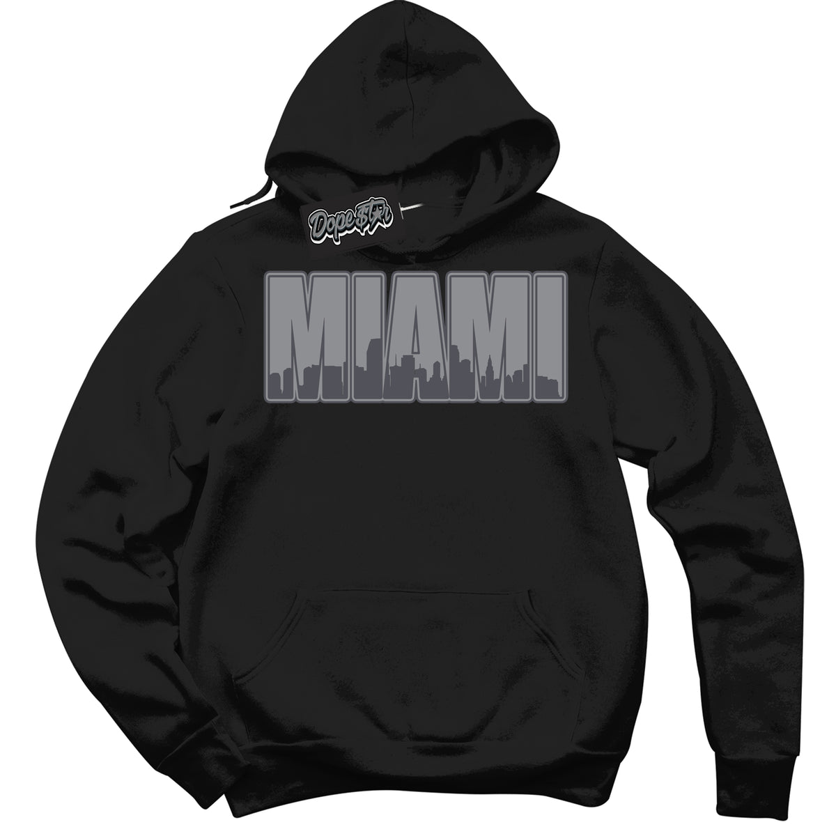 Cool Black Hoodie with “ Miami ”  design that Perfectly Matches Paris Olympics Wet Cement 4s Jordans.
