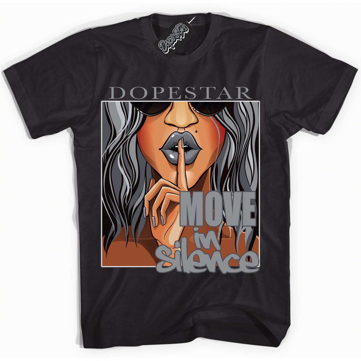 Cool Black Shirt with “ Move In Silence ” design that perfectly matches Paris Olympics Wet Cement 4s Jordans.
