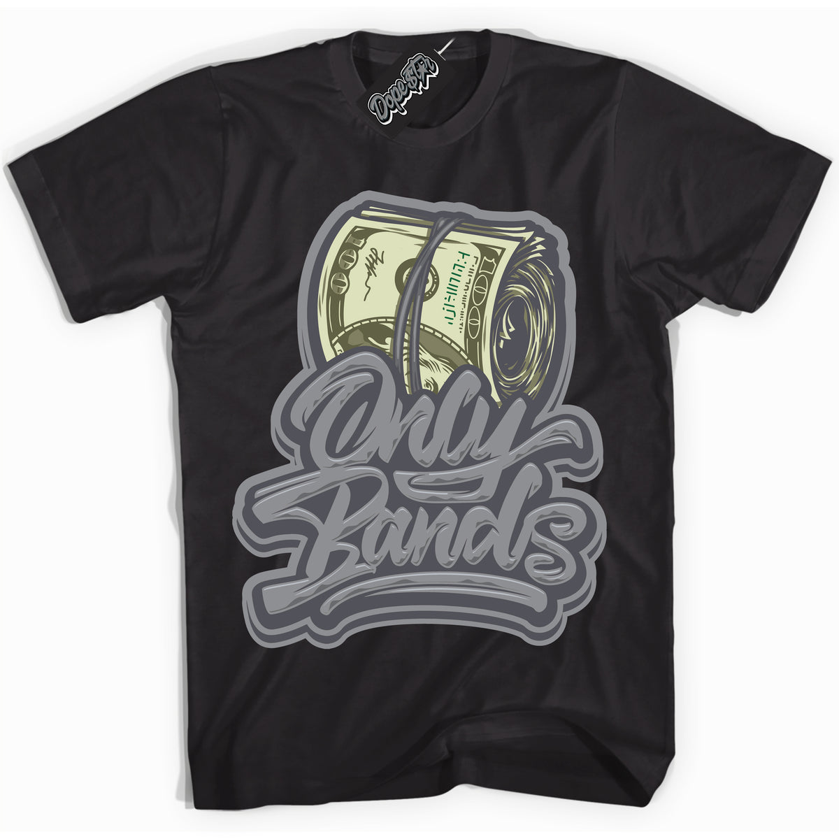 Cool Black Shirt with “ Only Bands ” design that perfectly matches Paris Olympics Wet Cement 4s Jordans.

