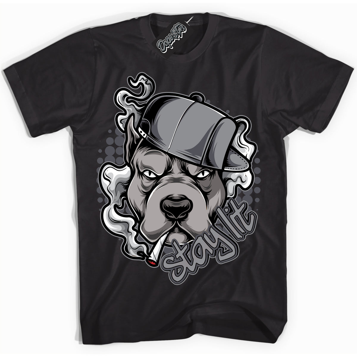 Cool Black Shirt with “ Stay Lit ” design that perfectly matches Paris Olympics Wet Cement 4s Jordans.
