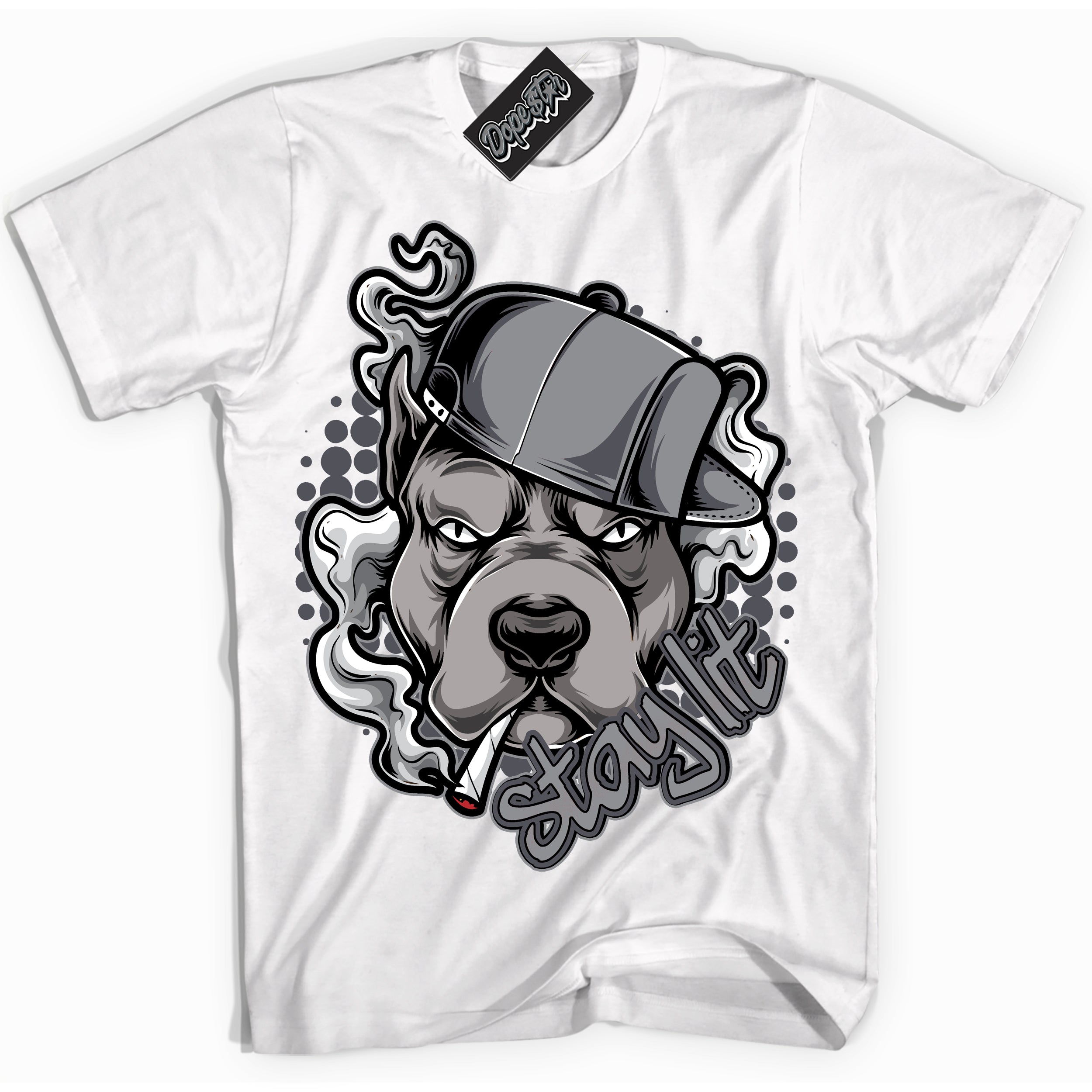 Cool White Shirt with “ Stay Lit ” design that perfectly matches Paris Olympics Wet Cement 4s Jordans.
