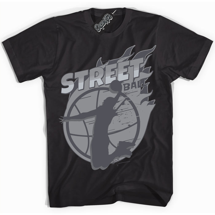 Cool Black Shirt with “ Street Ball ” design that perfectly matches Paris Olympics Wet Cement 4s Jordans.

