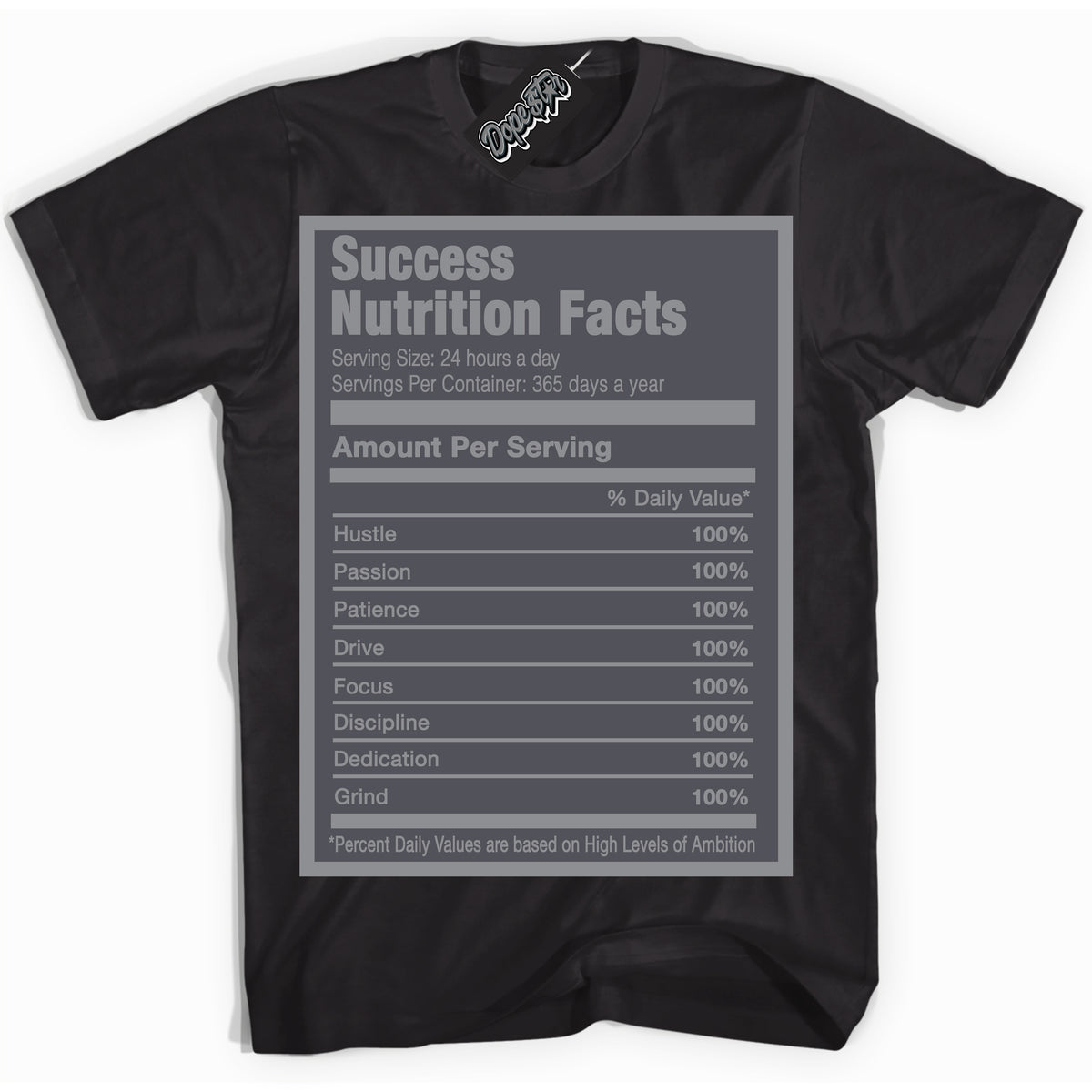 Cool Black Shirt with “ Success Nutrition ” design that perfectly matches Paris Olympics Wet Cement 4s Jordans.
