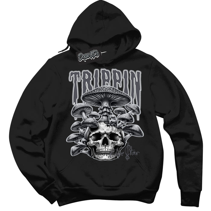 Cool Black Hoodie with “ Trippin ”  design that Perfectly Matches Paris Olympics Wet Cement 4s Jordans.
