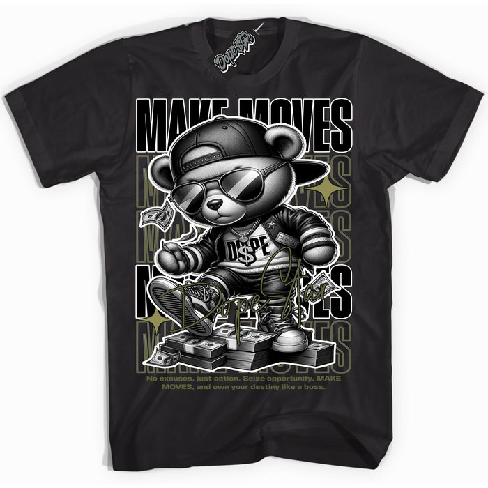 Cool Black Shirt with “ Makin Moves” design that perfectly matches Craft Olive 4s Sneakers.