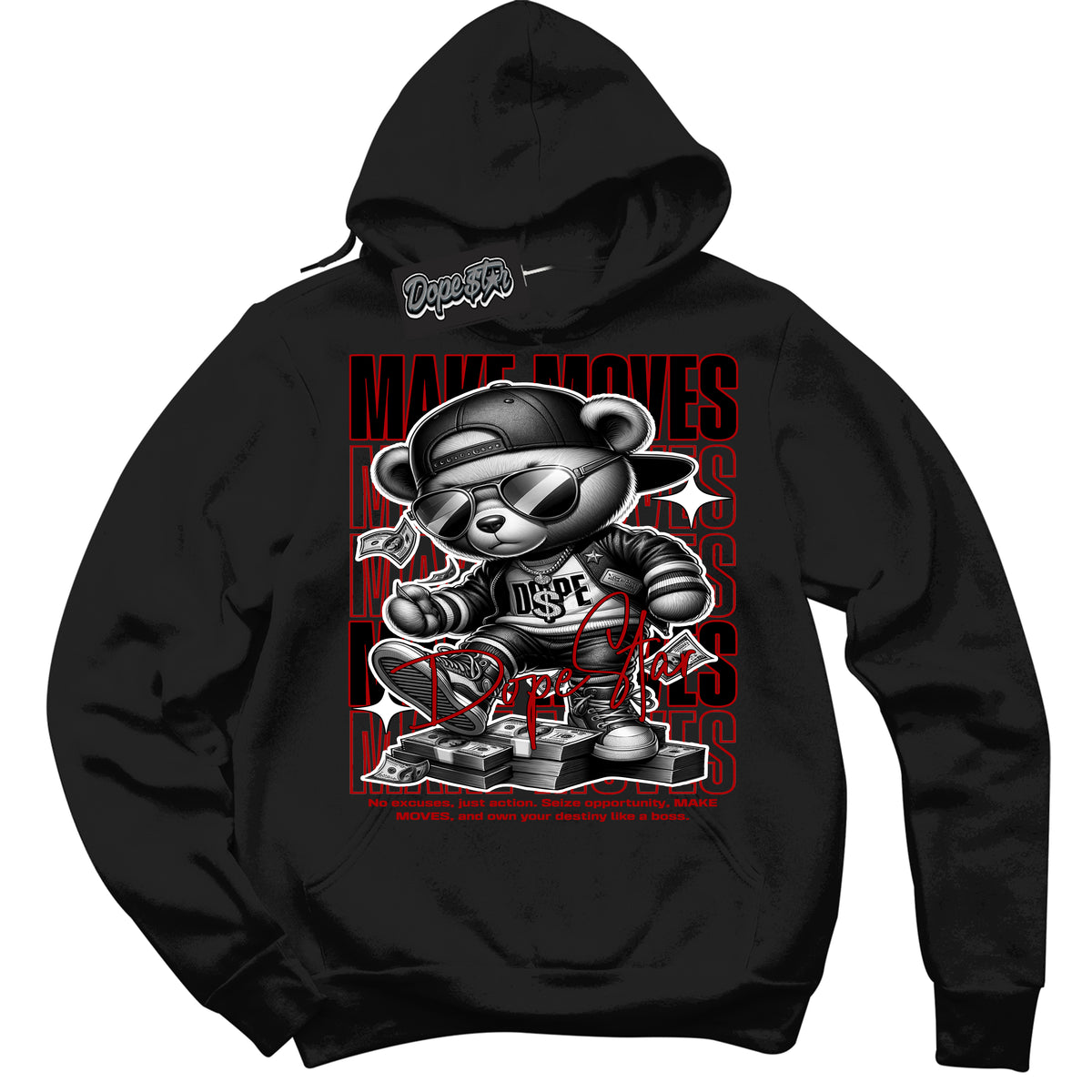 Cool Black Shirt with “ Makin Moves” design that perfectly matches Red Cement 4s Sneakers.