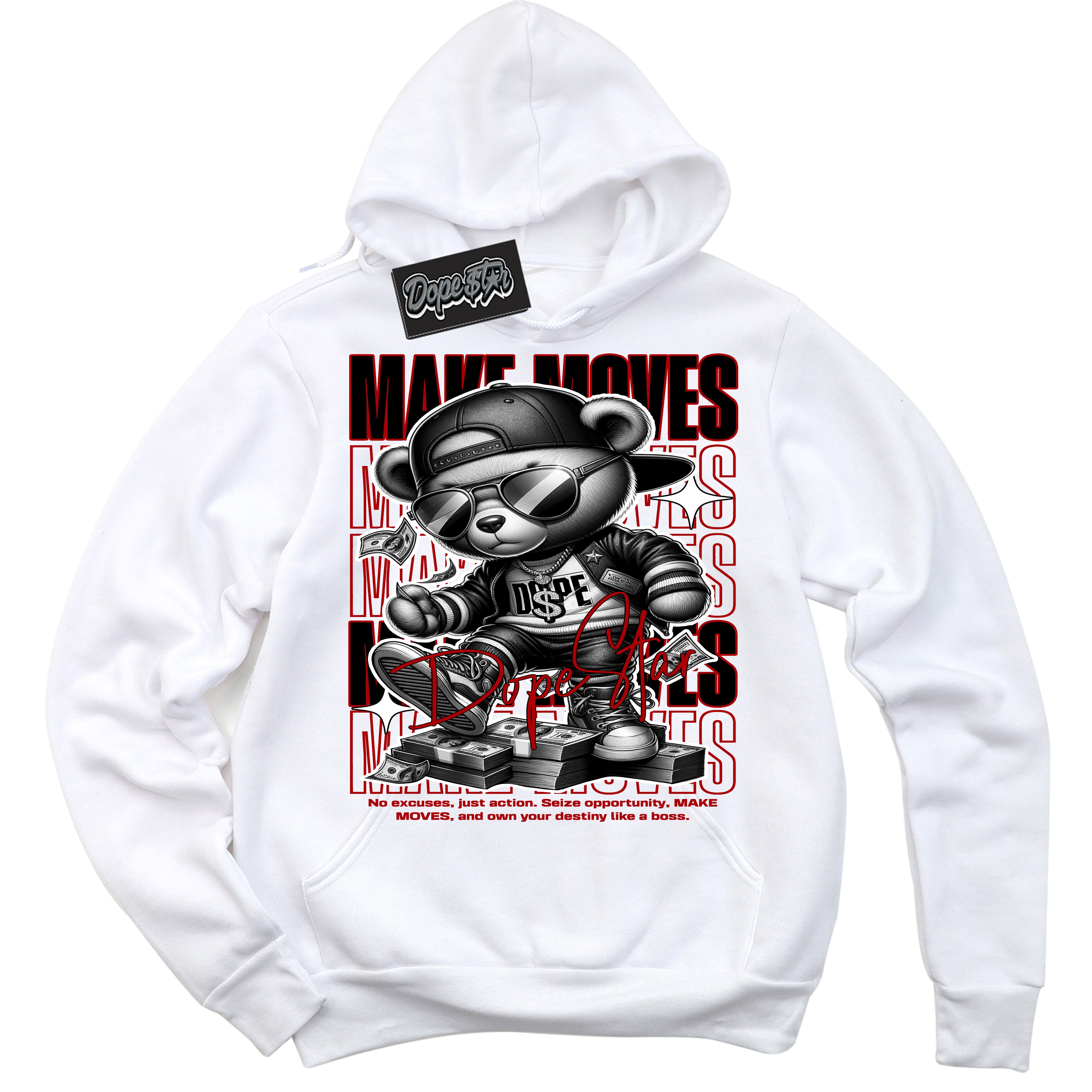 Cool White Shirt with “ Makin Moves” design that perfectly matches Red Cement 4s Sneakers.