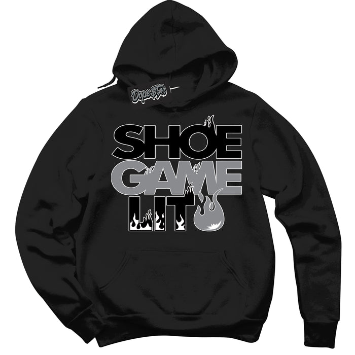 Cool Black Hoodie with “ Shoe Game Lit '' design that Perfectly Matches  Black Canvas 4s Sneakers.
