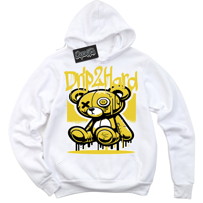 Cool White Hoodie with “ Drip 2 Hard ”  design that Perfectly Matches Vivid Sulfur 4s Jordans.
