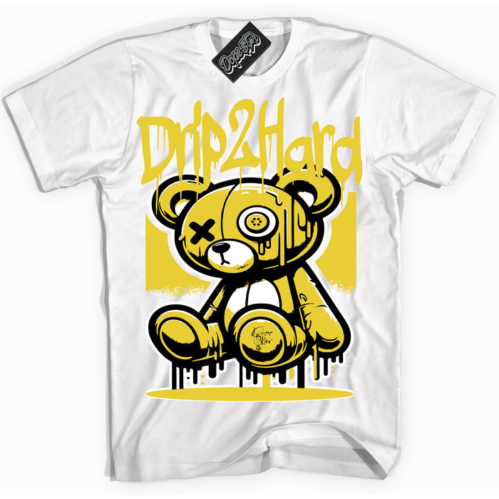 Cool White Shirt with “ Drip 2 Hard” design that perfectly matches Vivid Sulfur 4s Jordans.
