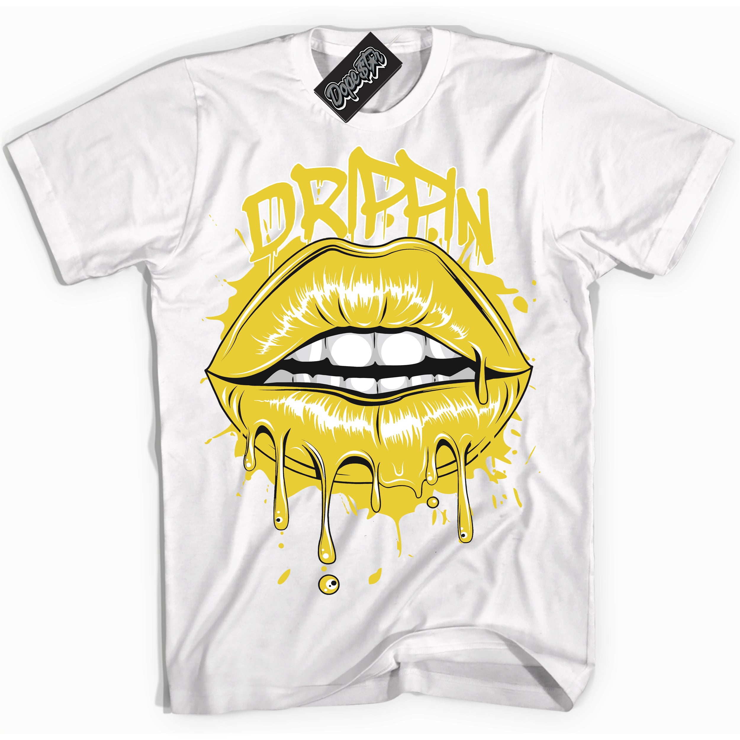 Cool White Shirt with “ Drippin” design that perfectly matches Vivid Sulfur 4s Jordans.
