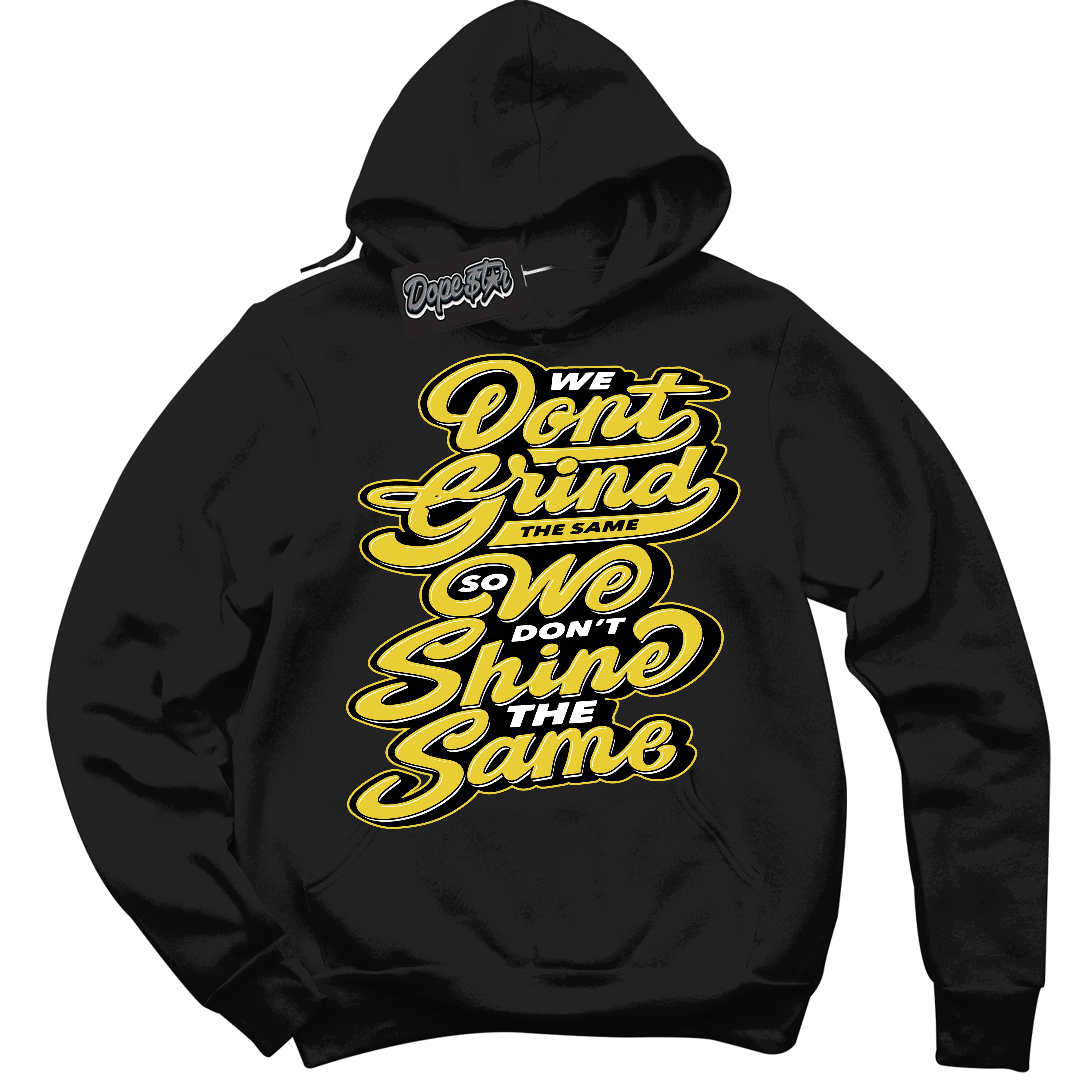 Cool Black Hoodie with “ Grind Shine ”  design that Perfectly Matches Vivid Sulfur 4s Jordans.
